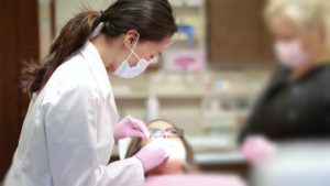 Dentist working on a patient.